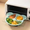 5 Pcs Bear Plate Set - Cartoon compartment dinner plate | Includes Divided Plate, Fork & Spoon, Perfect For Toddlers & Preschoolers (Random color)