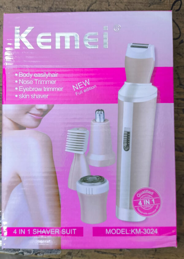 Kemei 4 in 1 Rechargeable Hair Remover Shaver Ladies epilator - KM-3024 (Random color)