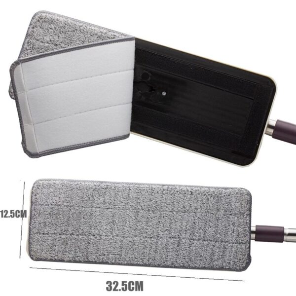 Pack of 2 Washable Durable Replacement Microfiber Pads Dust Push Mop Cloth for Flat Squeeze Mop 33X12CM
