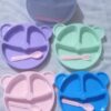 5 Pcs Bear Plate Set - Cartoon compartment dinner plate | Includes Divided Plate, Fork & Spoon, Perfect For Toddlers & Preschoolers (Random color)