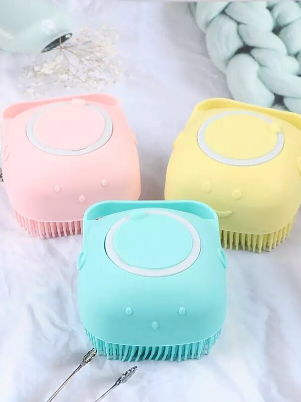Silicone Bath and Body Shower Brush with Liquid Soap Dispenser (Random Color)