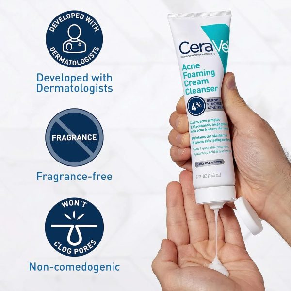 Cerave 4-in-1 Skincare Bundle: Skin Renewing Night Cream, Hydrating Sunblock, Acne Cleanser & Skin Renewing Retinol Serum
