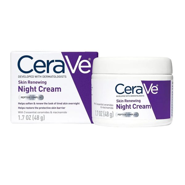 Cerave 4-in-1 Skincare Bundle: Skin Renewing Night Cream, Hydrating Sunblock, Acne Cleanser & Skin Renewing Retinol Serum